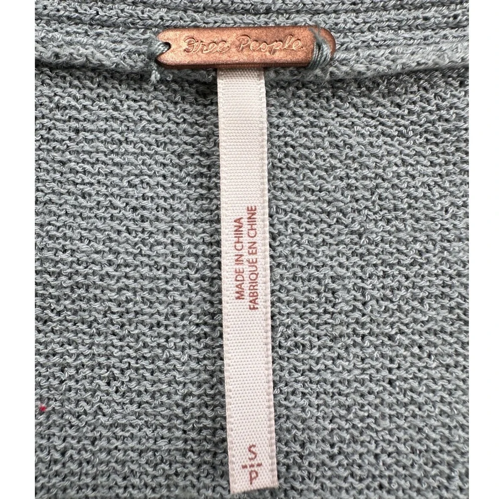 Free People Tunic Sweater Womens Small Gray Strappy V-Neck Bell Sleeve Excellent